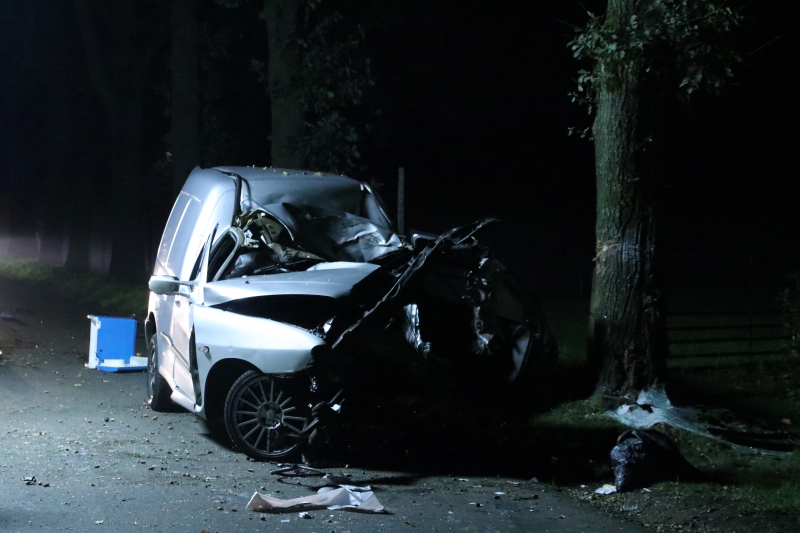 Bestuurder bestelwagen overleden na botsing tegen boom