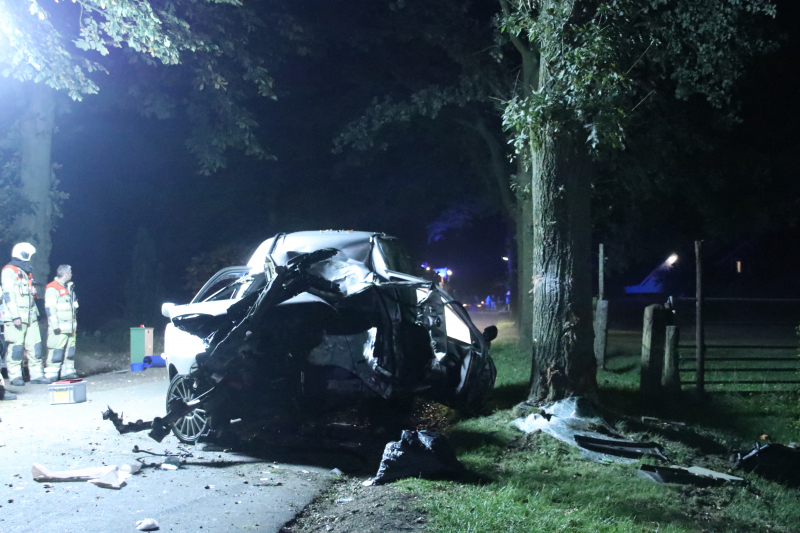 Bestuurder bestelwagen overleden na botsing tegen boom