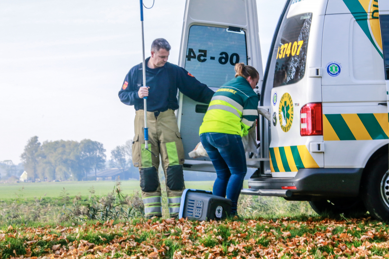 Zwaan met gebroken vleugel uit sloot gered