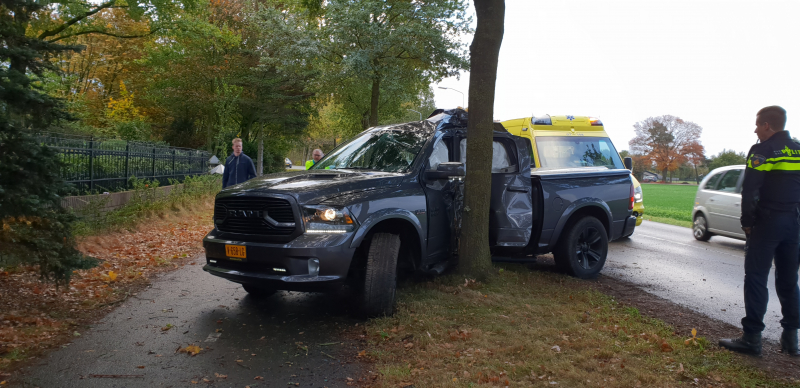 Bestuurder belandt tegen boom