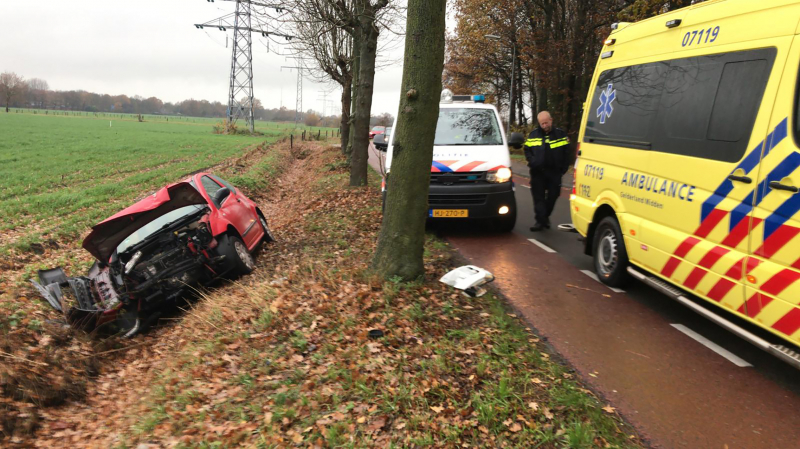 Twee gewonden na botsing met boom