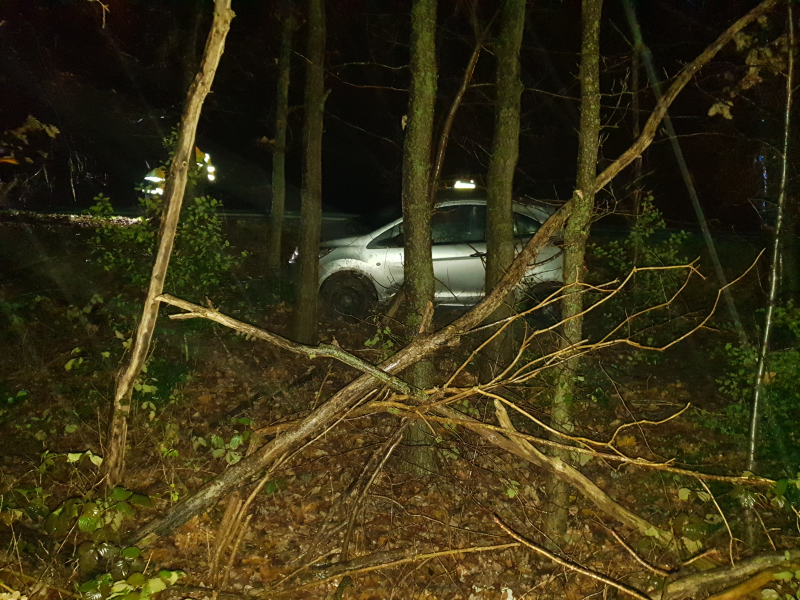 Auto beland naast de snelweg, Ã©Ã©n gewonde