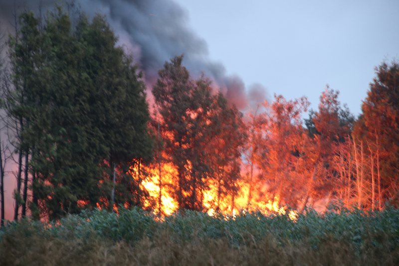 Vuurwerk zet berg afval in brand