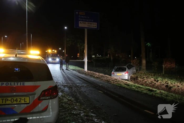 Slippartij eindigt in droge sloot