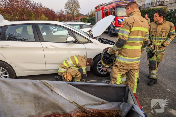 Poes Soba vast in motorcompartiment