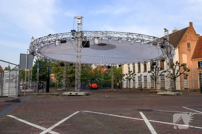Opbouw route Koningsdag in volle gang
