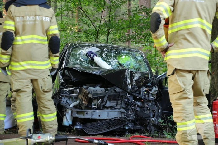 Auto botst op boom
