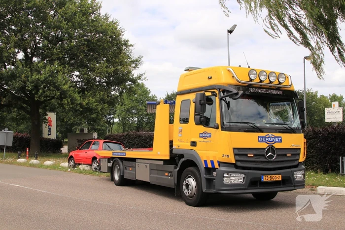 Auto belandt op varkensruggen