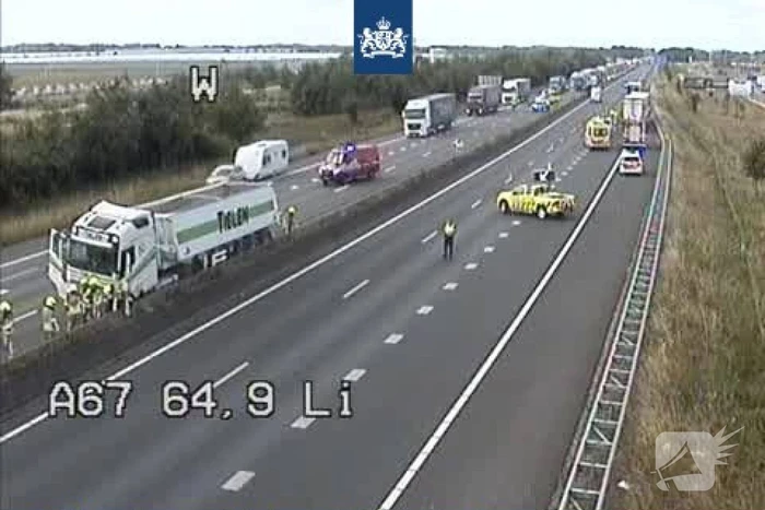 Lange files A67 na ongevallen met vrachtwagens