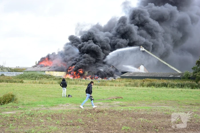 Uitslaande brand in loods aan de Rijsoord