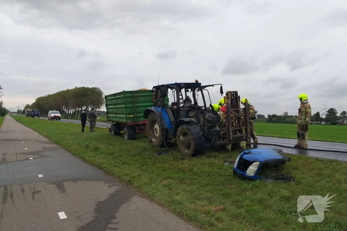 Tractor brandt volledig uit