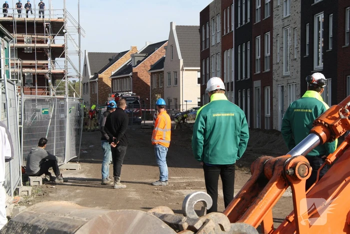 Gasleiding geraakt bij werkzaamheden op bouwplaats