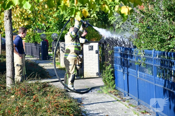 Heg vliegt in brand door onkruidbrander in de Landerijen