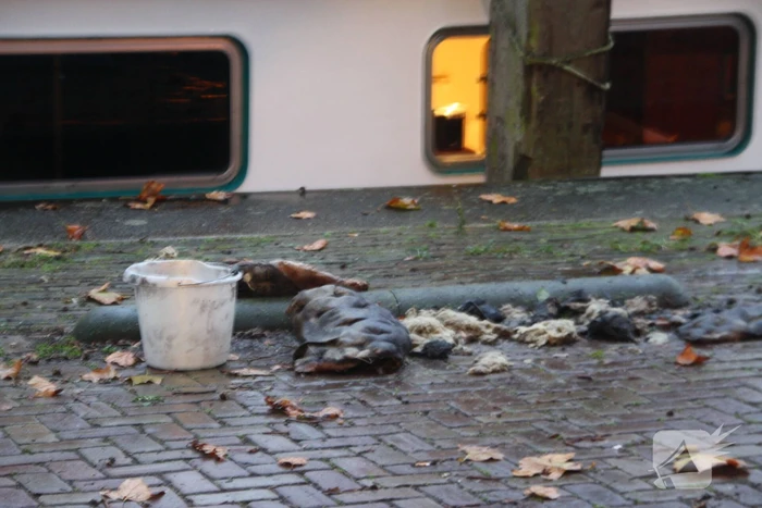 Isolatie machinekamer vliegt in brand
