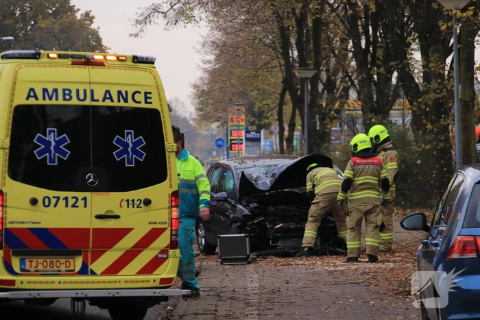 Auto knalt op boom