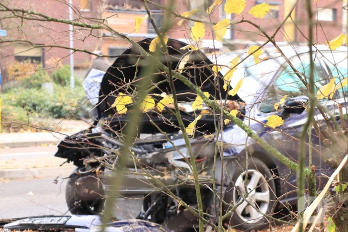 Auto knalt op boom
