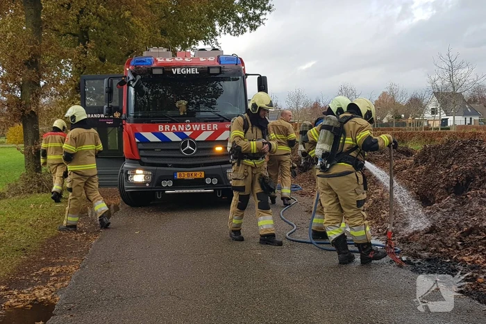 Brand in herfstbladeren door broei