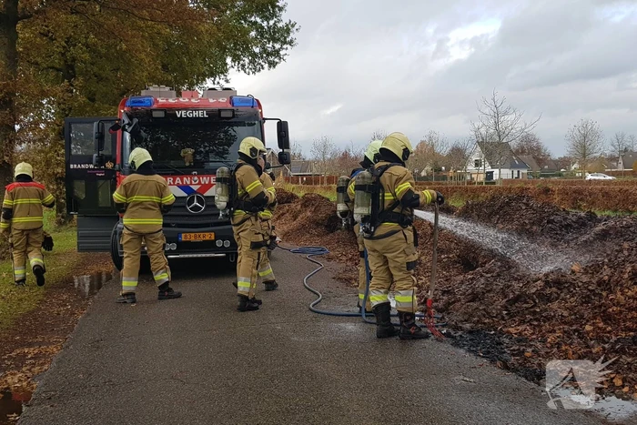 Brand in herfstbladeren door broei