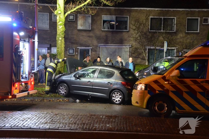 Auto botst frontaal op boom