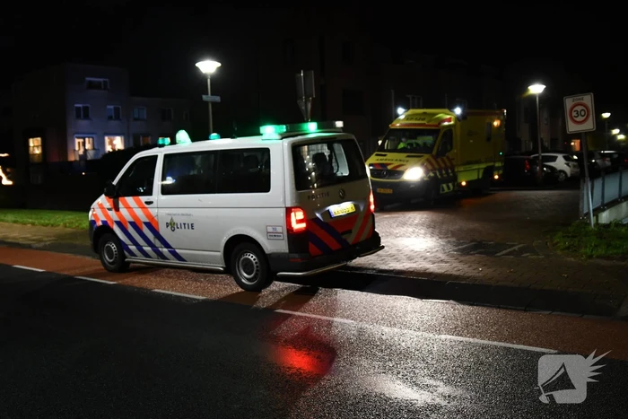 Verwarde man zit op schoorsteen