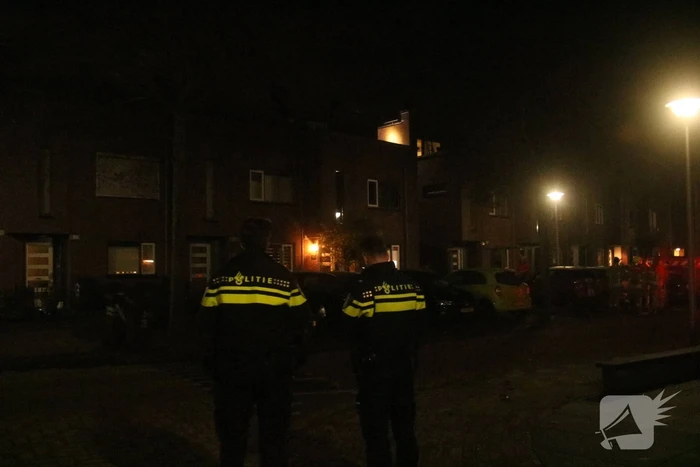 Verwarde man zit op schoorsteen