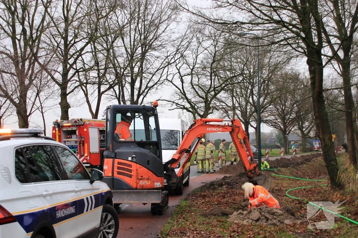 Gasleiding kapot getrokken bij graafwerkzaamheden