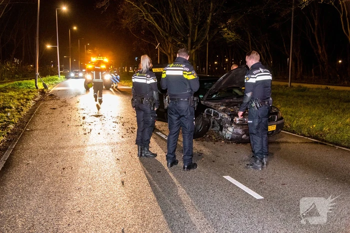 Flinke schade na botsing met lantarenpaal