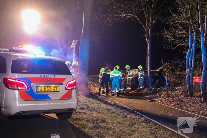 Zwaargewonde na eenzijdige botsing tegen boom