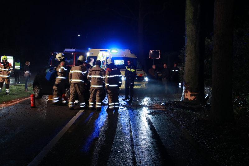 Auto botst op boom, een zwaargewonde