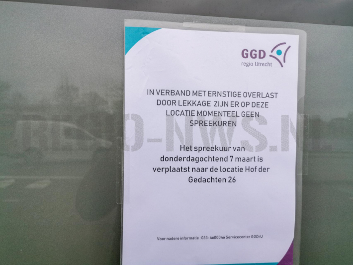 Vaccinatielokatie verplaatst door lekkage (Amersfoort)