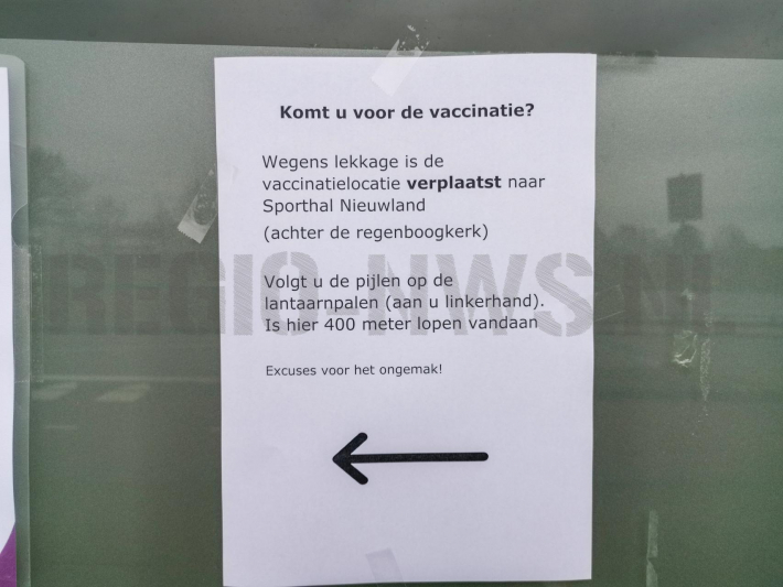 Vaccinatielokatie verplaatst door lekkage (Amersfoort)