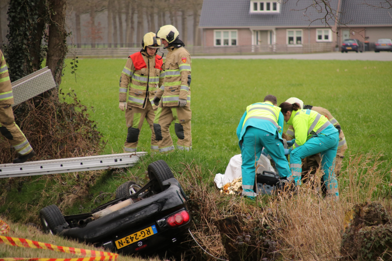 Bestuurder verliest macht over het stuur en rijdt water in