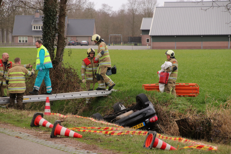 Bestuurder verliest macht over het stuur en rijdt water in