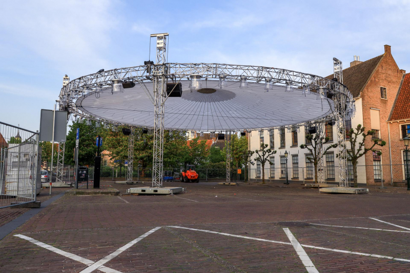 Opbouw route Koningsdag in volle gang