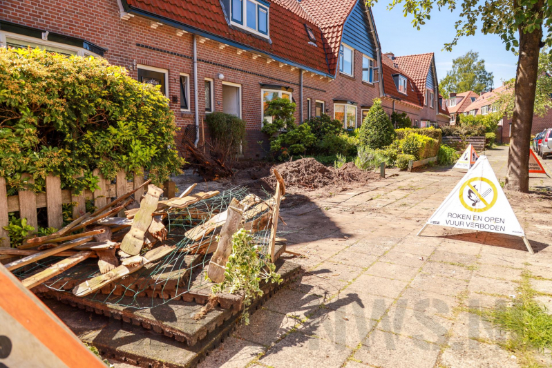 Gasleiding geraakt bij graafwerkzaamheden