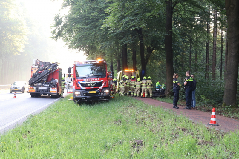 Auto botst op boom