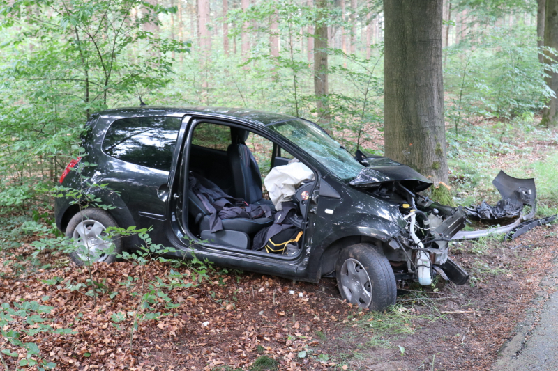 Auto botst op boom