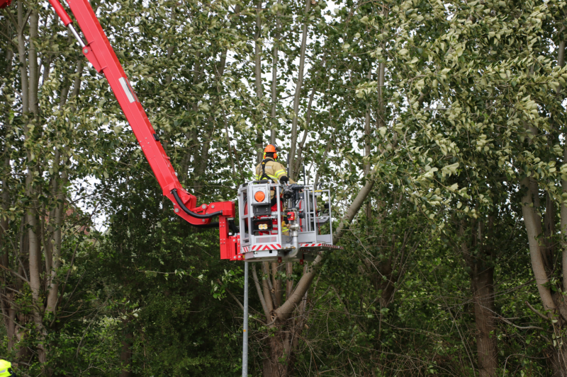 Afgesloten fietspad vanwege afgescheurde boom