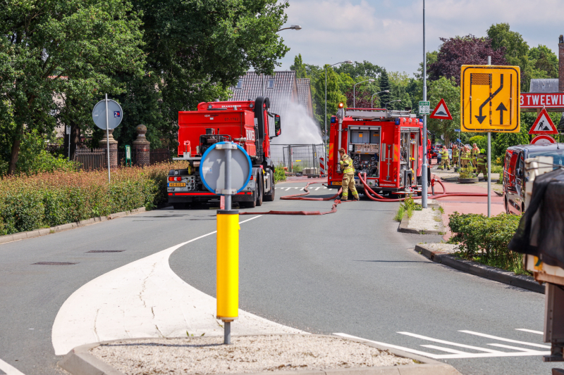Enorme gaslekkkage op bouwplaats