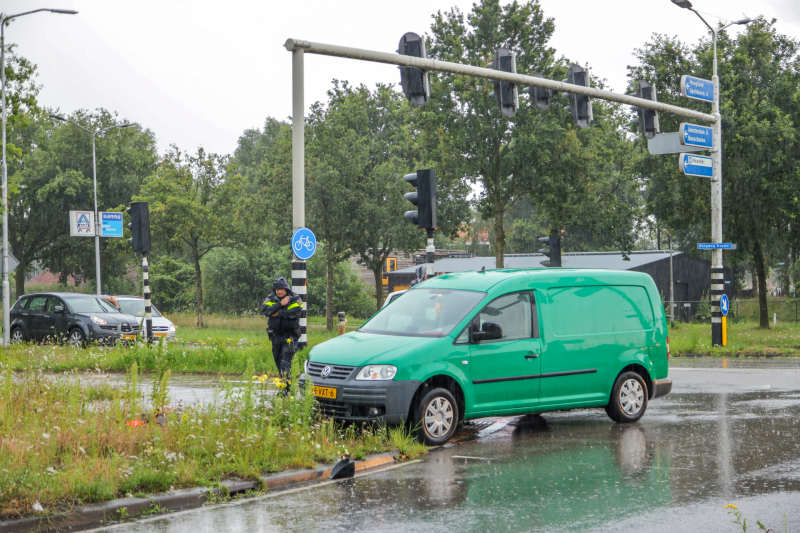 Bestelwagens knalt op stoplicht