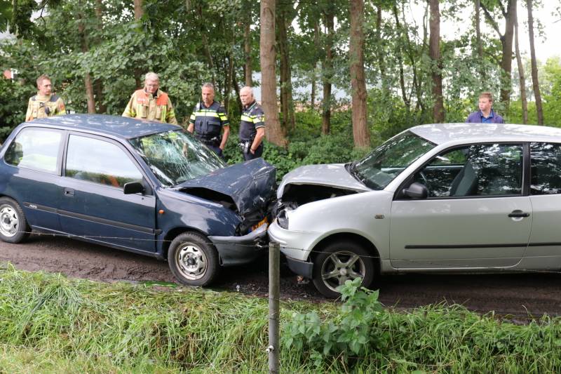 Volwassene en kind gewond bij frontale aanrijding