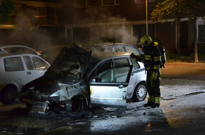 Auto verwoest door brand