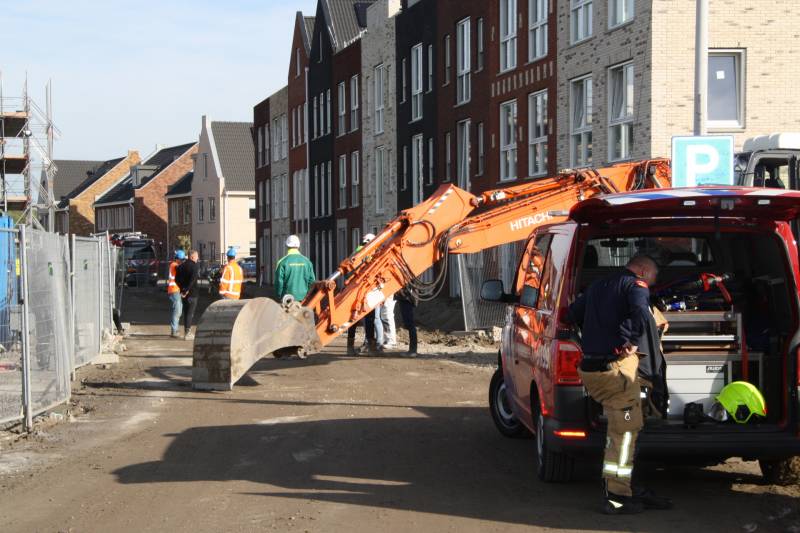 Gasleiding geraakt bij werkzaamheden op bouwplaats