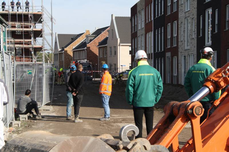 Gasleiding geraakt bij werkzaamheden op bouwplaats
