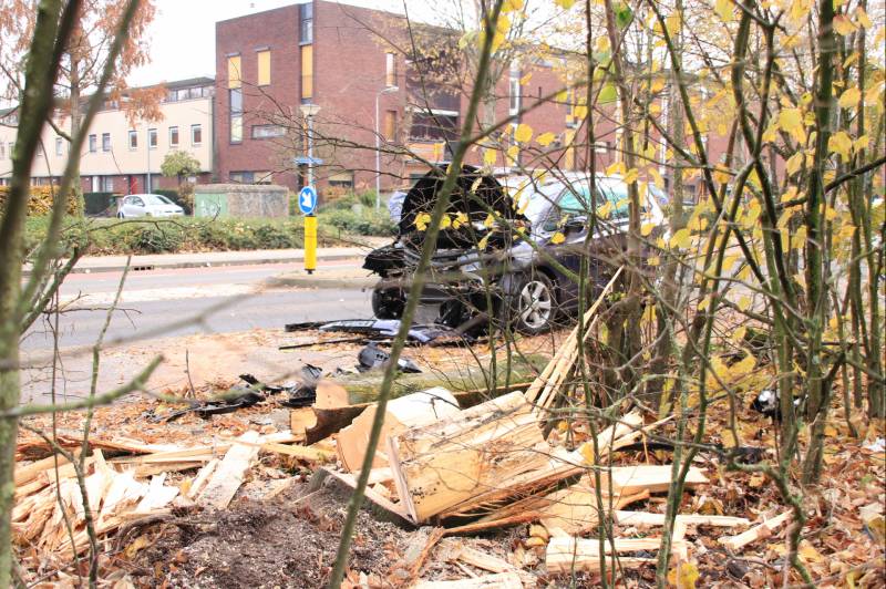 Auto knalt op boom