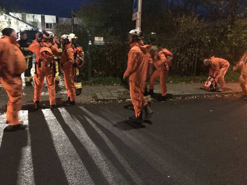 Veel brandweer bij instortingsgevaar oefening