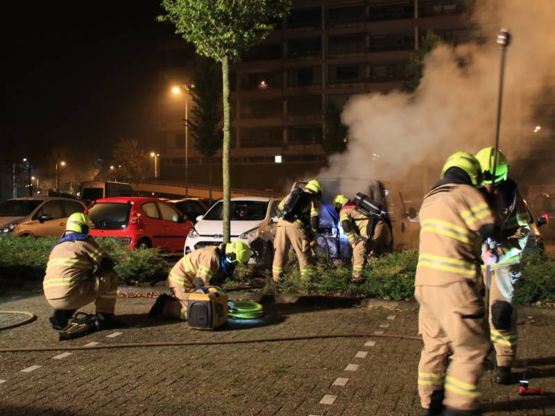 Bedrijfswagen brand volledig uit
