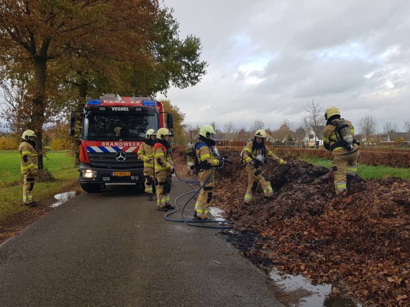 Brand in herfstbladeren door broei