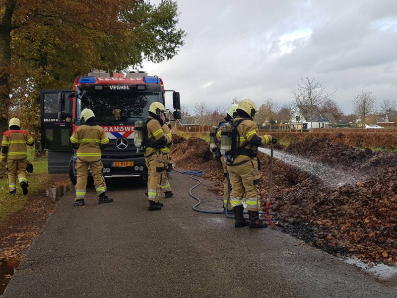 Brand in herfstbladeren door broei