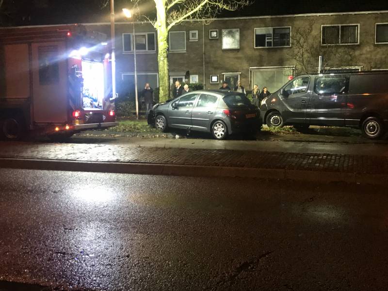 Auto botst frontaal op boom